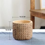 Natural Rattan Texture Cement Planter - Image 6