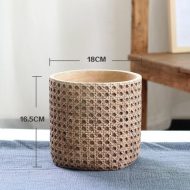 Natural Rattan Texture Cement Planter - Image 7