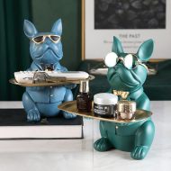 Cool French Bulldog Piggy Bank and Platter Statue - Image 2