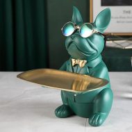 Cool French Bulldog Piggy Bank and Platter Statue - Image 4