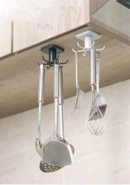 Under-Cabinet Spinning Kitchen Utensil Storage 6-Hook Hanger - Image 4