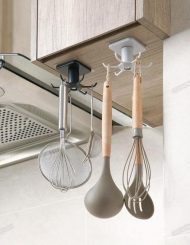 Under-Cabinet Spinning Kitchen Utensil Storage 6-Hook Hanger - Image 3