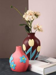 Flower Cutout Ceramic Vases - Image 5