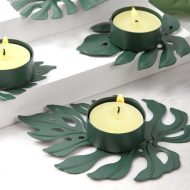 Wrought Iron Monstera Leaf Tealight Candle Holders - Image 6