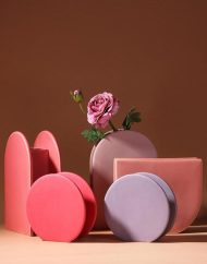 Rose & Lavender Geometric Ceramic Vases - Image 3