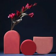 Rose & Lavender Geometric Ceramic Vases - Image 4