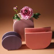 Rose & Lavender Geometric Ceramic Vases - Image 2