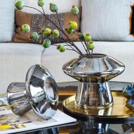 Silver Mirror Modern Glass Vases - Image 3