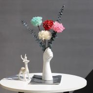 White Ceramic Hand Flower Vase - Image 6