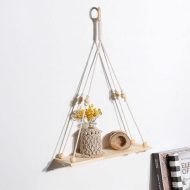 Handmade Macrame Rope Swing Wooden Shelf - Image 2