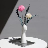 White Ceramic Hand Flower Vase - Image 9