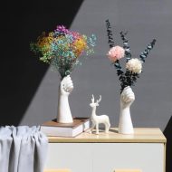 White Ceramic Hand Flower Vase - Image 3