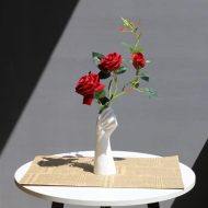 White Ceramic Hand Flower Vase - Image 2