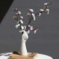 White Ceramic Hand Flower Vase - Image 4