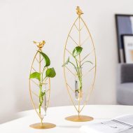 Gold Flora Metal and Glass Test Tube Propagation Vase - Image 2