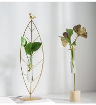 Gold Flora Metal and Glass Test Tube Propagation Vase - Image 7