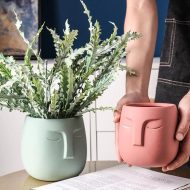Ceramic Abstract Sleeping Face Planter - Image 3