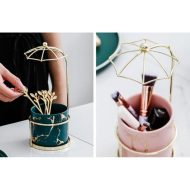 Ceramic Marbled Planter with Gold Umbrella Stand - Image 5
