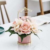 Ceramic Marbled Planter with Gold Umbrella Stand - Image 2