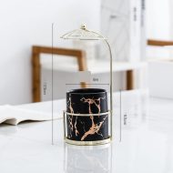 Ceramic Marbled Planter with Gold Umbrella Stand - Image 7