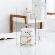 Ceramic Marbled Planter with Gold Umbrella Stand - Image 6