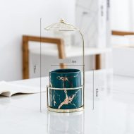Ceramic Marbled Planter with Gold Umbrella Stand - Image 11