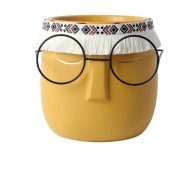 Ceramic Abstract Sleeping Face Planter with Headband and Glasses - Image 14