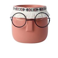 Ceramic Abstract Sleeping Face Planter with Headband and Glasses - Image 7