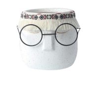 Ceramic Abstract Sleeping Face Planter with Headband and Glasses - Image 9
