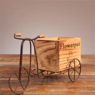 Tabletop Wrought Iron Tricycle with Wooden Planter Box - Image 10