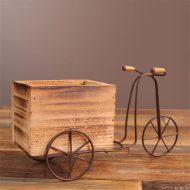 Tabletop Wrought Iron Tricycle with Wooden Planter Box - Image 14
