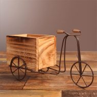 Tabletop Wrought Iron Tricycle with Wooden Planter Box - Image 9