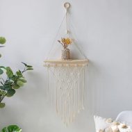 Handmade Macrame Rope Swing Wooden Shelf - Image 5