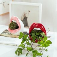 Pucker Up Lips Ceramic Planter - Image 2
