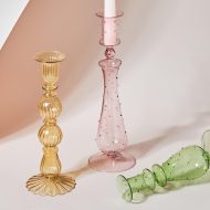 Fleur Pastel Glass Candlestick Holders - Image 4