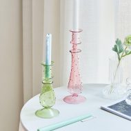 Fleur Pastel Glass Candlestick Holders - Image 3