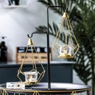 Geometric Iron Hanging Lantern Candle Holder or Vase - Image 10