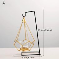 Geometric Iron Hanging Lantern Candle Holder or Vase - Image 12