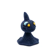 Shuppet reversible crochet pattern — a left side view of the Shuppet amigurumi
