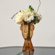 Abstract Face Blown Glass Vase - Image 6