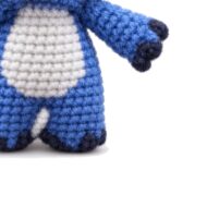 crochet blue alien pattern belly patch detail
