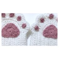 Close detail of the paw pad and toe pads from the crochet cat paw gloves pattern