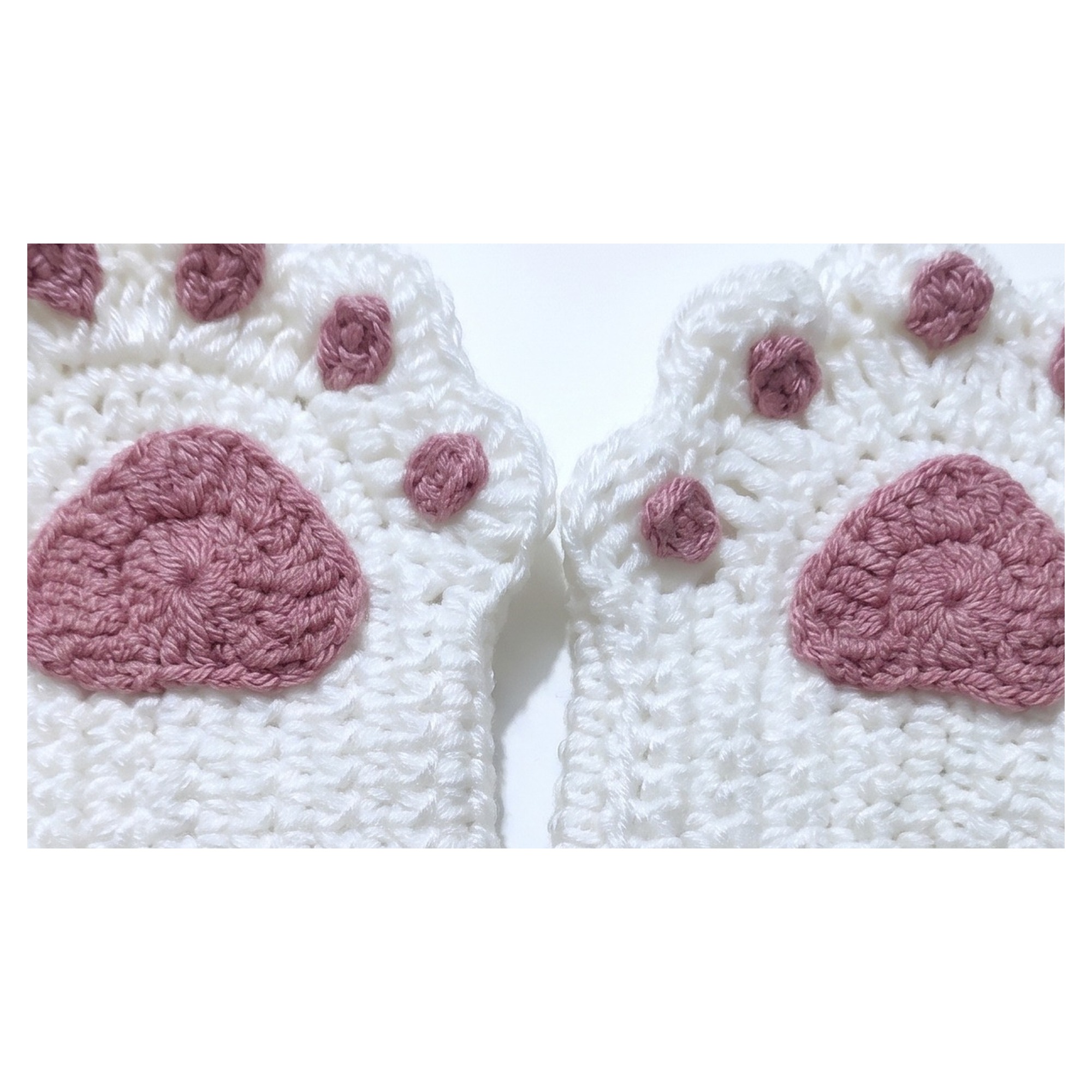 Ribbed wrist cuff detail of the crochet cat paw gloves pattern
