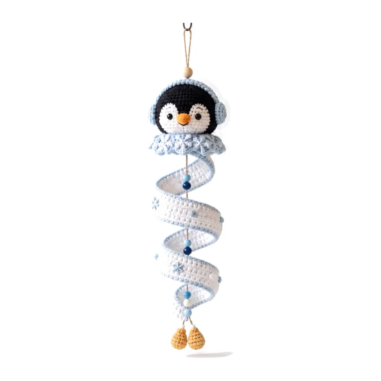 Crochet christmas ornament pattern — the penguin spiral — SageandSilky MOD Nº 127
