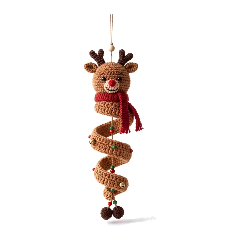 Crochet christmas ornament pattern — the reindeer spiral — SageandSilky MOD Nº 127