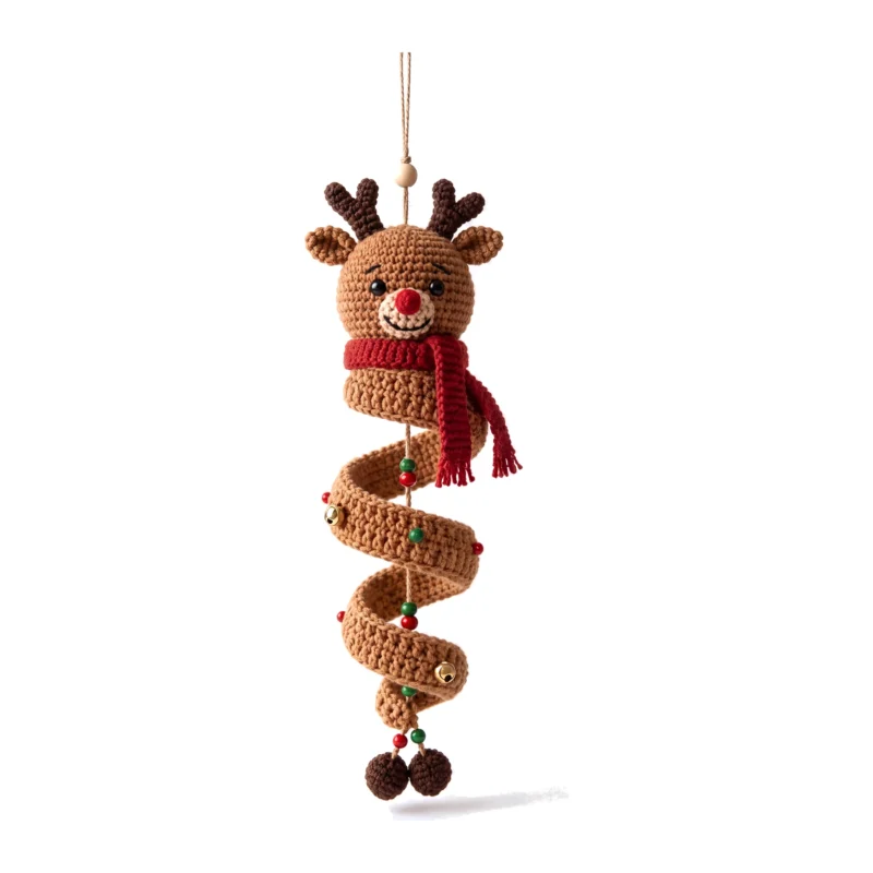 Crochet christmas ornament pattern — the reindeer spiral — SageandSilky MOD Nº 127