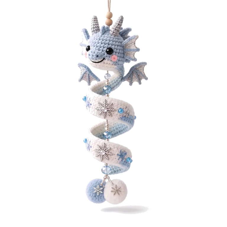 Frost dragon — crochet dragon spiral ornament pattern hanging spinner
