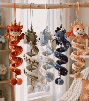 Crochet dragon spiral ornament pattern — the dragon spiral turning — SageandSilky MOD Nº 126