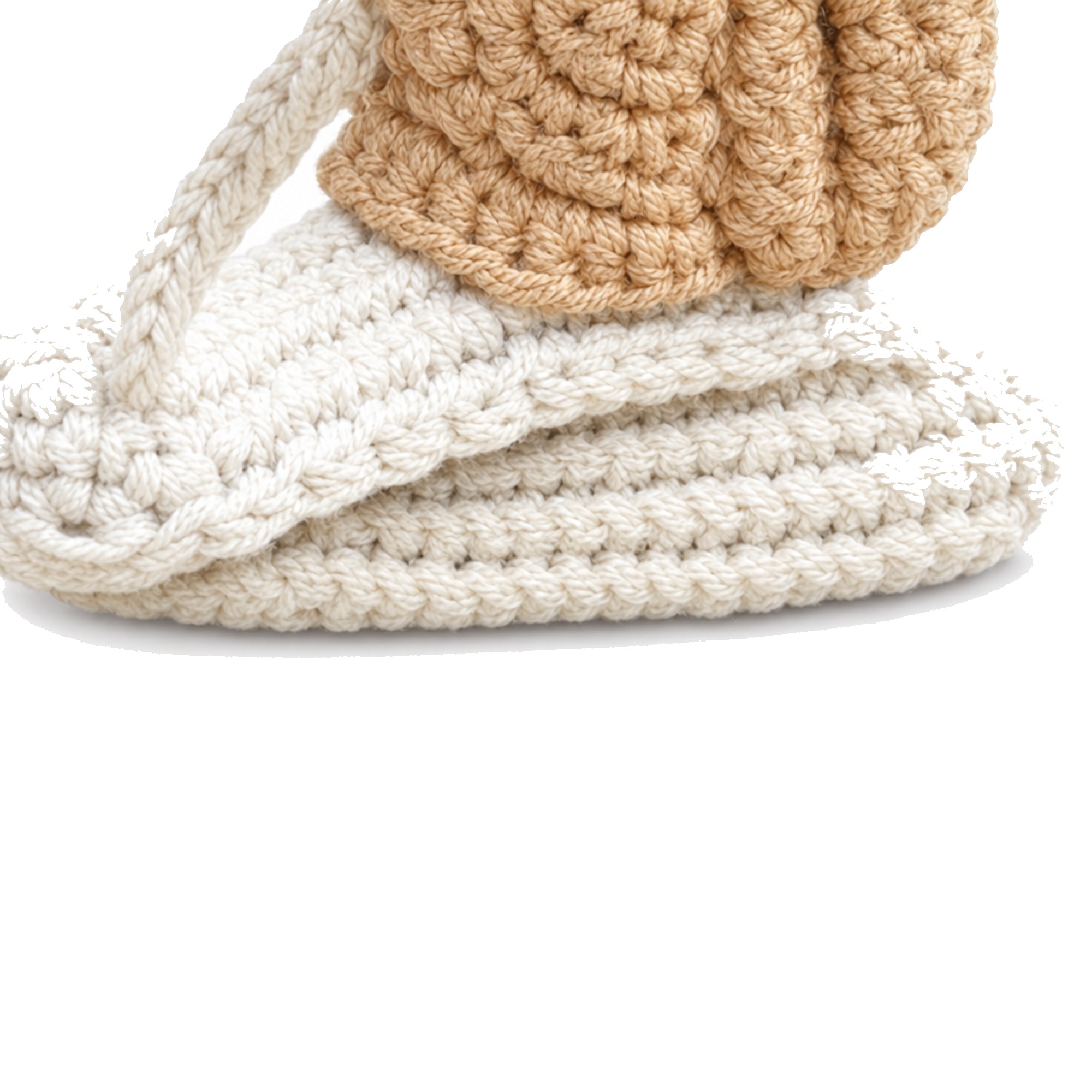 Close-up of the body and shell base on the crochet garden snail pattern