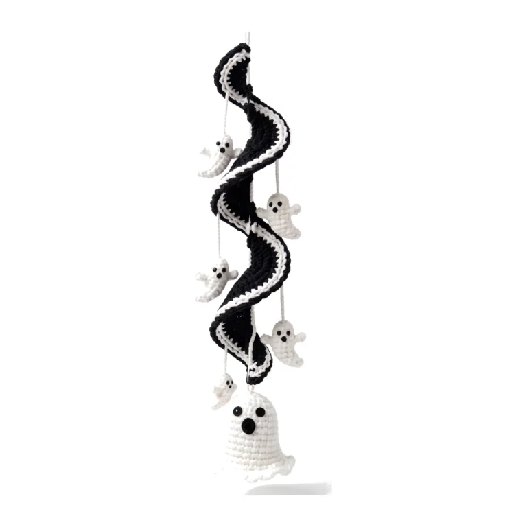 Crochet halloween wind chime pattern — the ghost spiral — SageandSilky MOD Nº 128